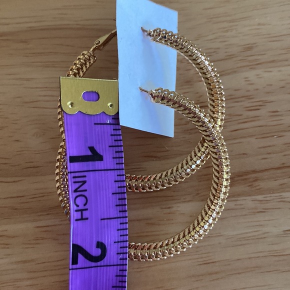 Two Inch Hoop Earrings Gold - Picture 4 of 4